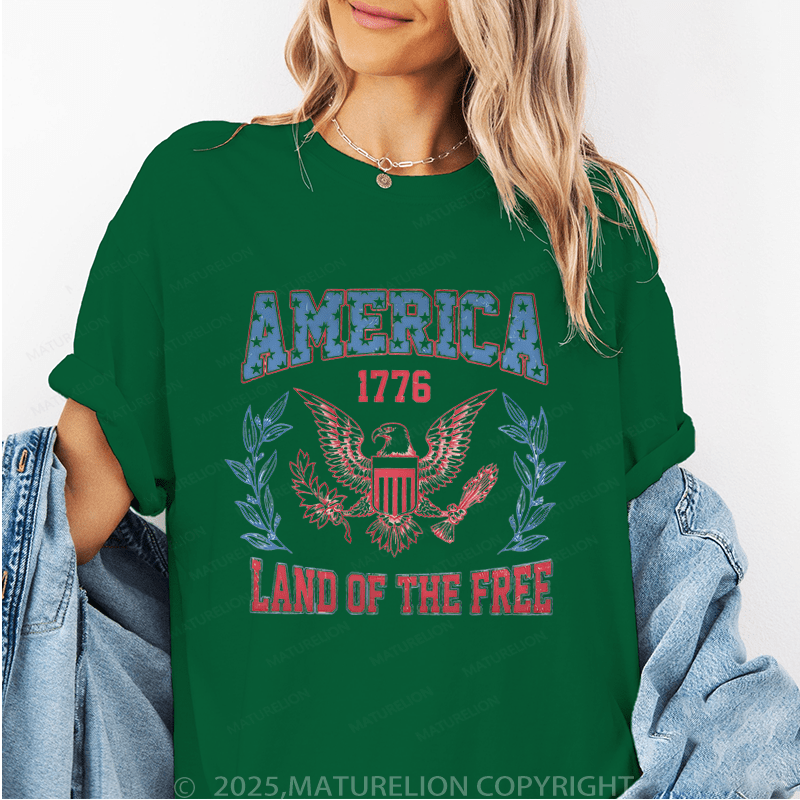 Maturelion Women's T-Shirt America 1776 Land Of The Free Funny T-Shirt