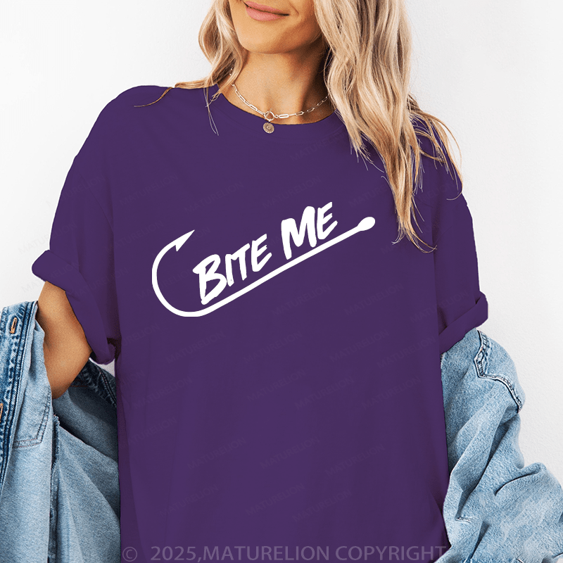 Maturelion Women's T-Shirt Bite Me Funny T-Shirt