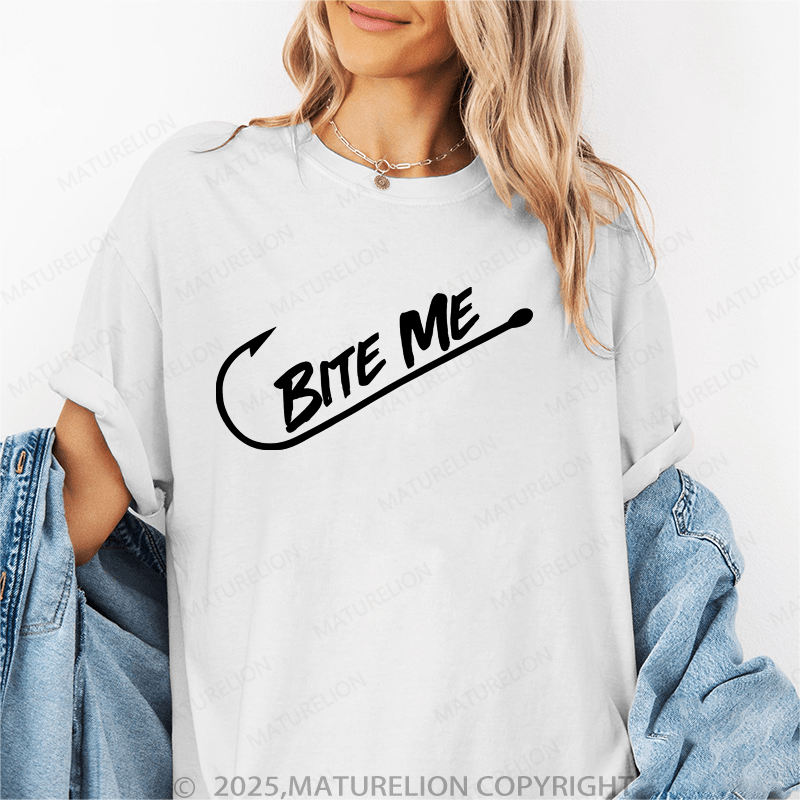 Maturelion Women's T-Shirt Bite Me Funny T-Shirt