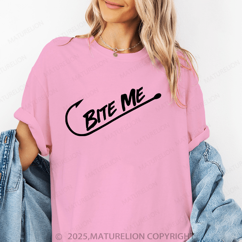 Maturelion Women's T-Shirt Bite Me Funny T-Shirt