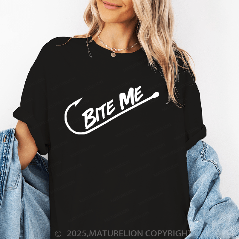 Maturelion Women's T-Shirt Bite Me Funny T-Shirt