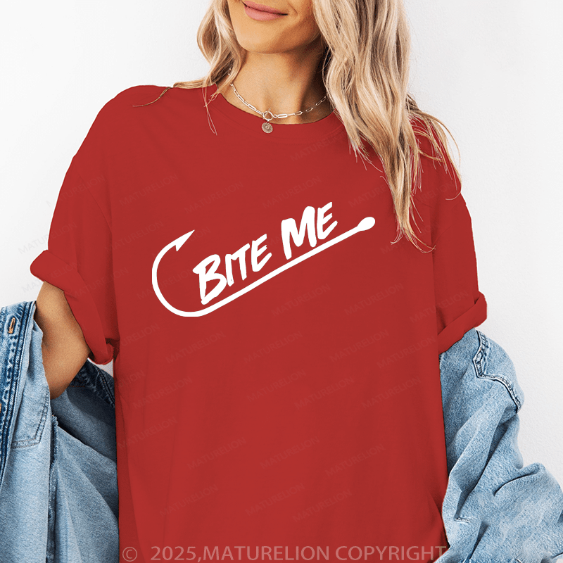 Maturelion Women's T-Shirt Bite Me Funny T-Shirt