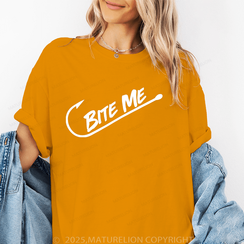 Maturelion Women's T-Shirt Bite Me Funny T-Shirt