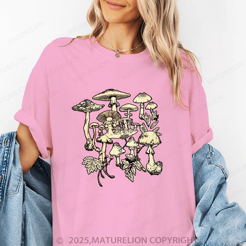 Maturelion Women's T-Shirt Mushroom Funny T-Shirt