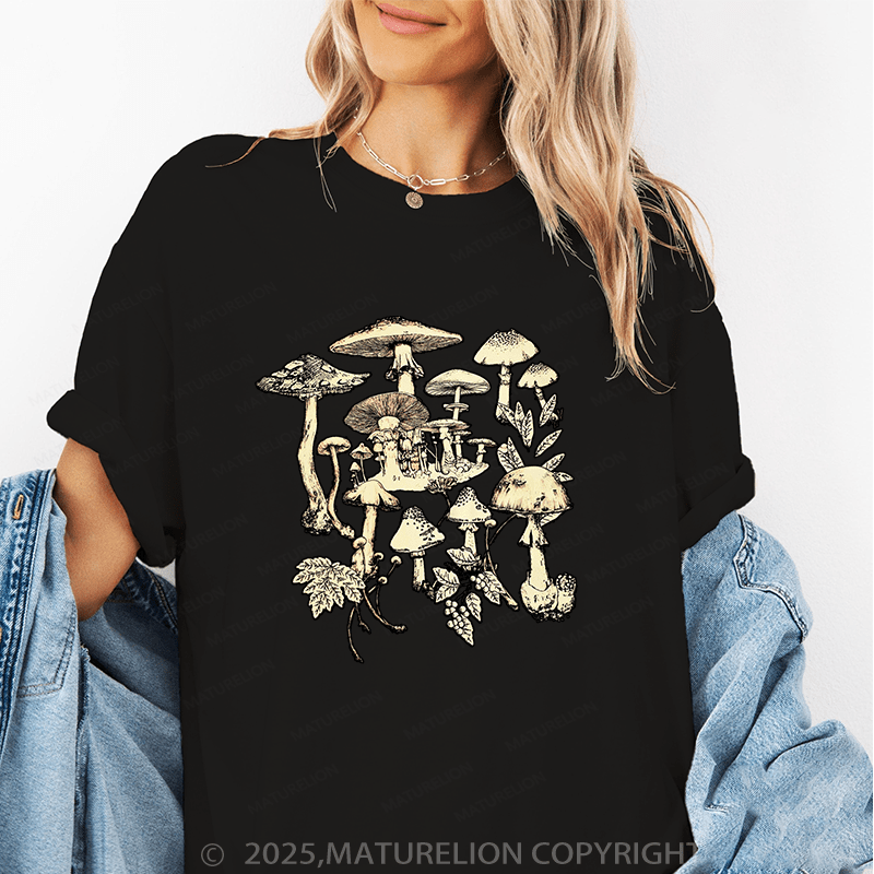 Maturelion Women's T-Shirt Mushroom Funny T-Shirt