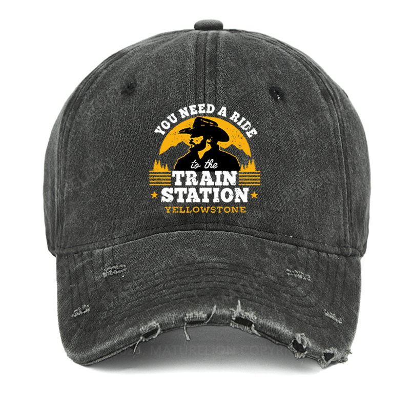 Maturelion Yellowstone - You Need a Ride to the Train Station Washed Vintage Cap