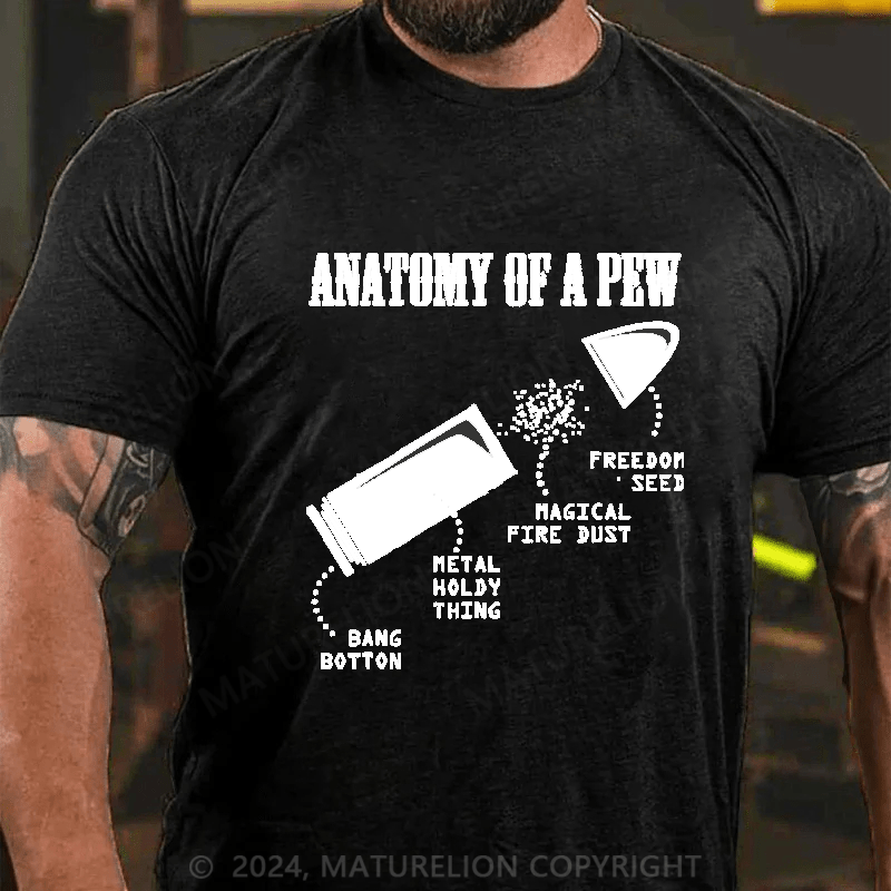 Maturelion Anatomy Of A Pew Funny Weapon Gun Bullet Proof on Unisex Baseball Cotton T-shirt