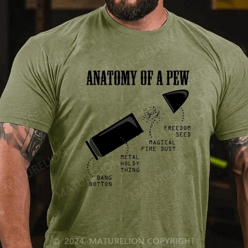 Maturelion Anatomy Of A Pew Funny Weapon Gun Bullet Proof on Unisex Baseball Cotton T-shirt