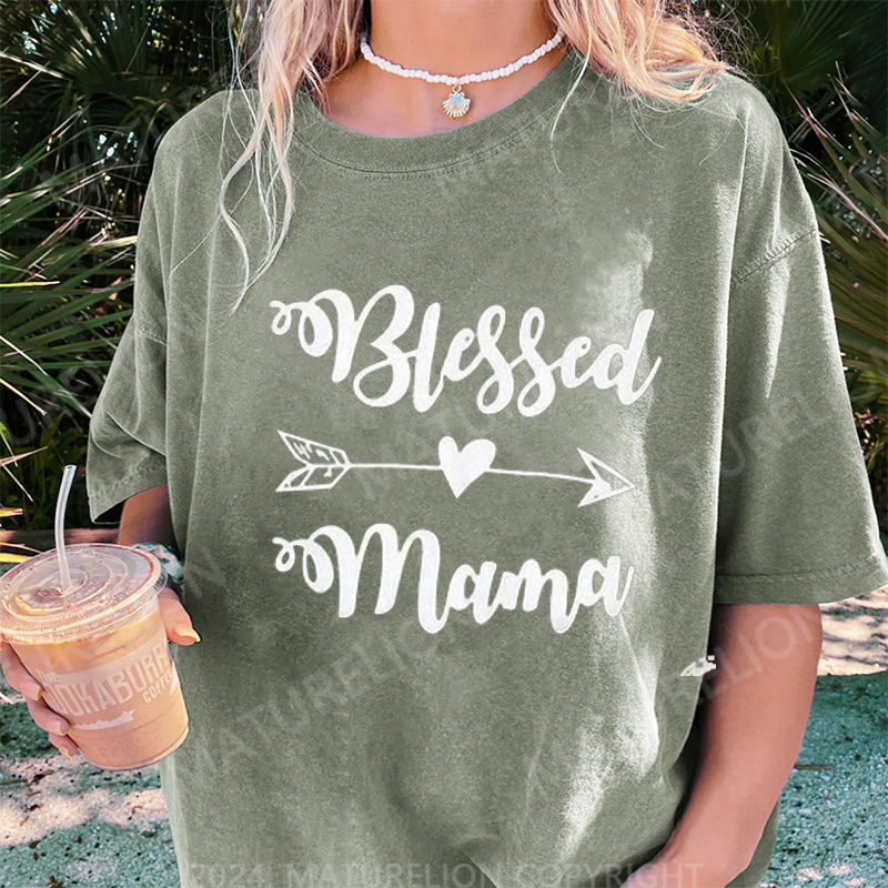 Maturelion "Blessed Mama" DTG Printing Washed Cotton T-Shirt