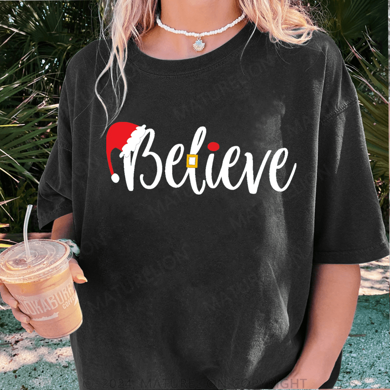 Maturelion Christmas T-Shirt Believe Women T-Shirt