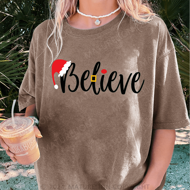 Maturelion Christmas T-Shirt Believe Women T-Shirt