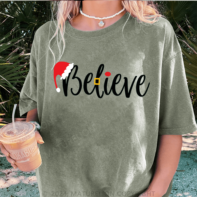 Maturelion Christmas T-Shirt Believe Women T-Shirt