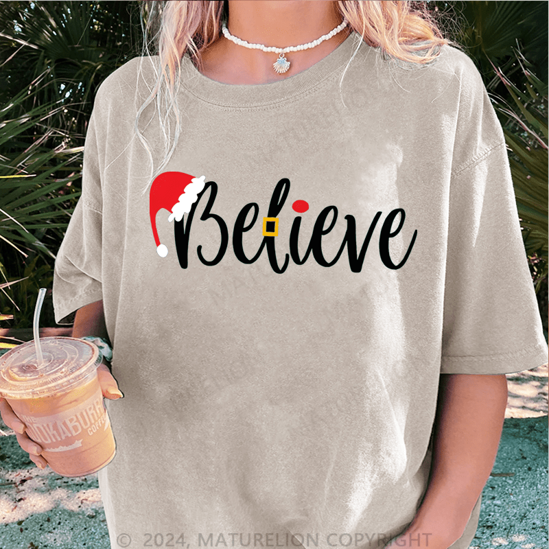 Maturelion Christmas T-Shirt Believe Women T-Shirt