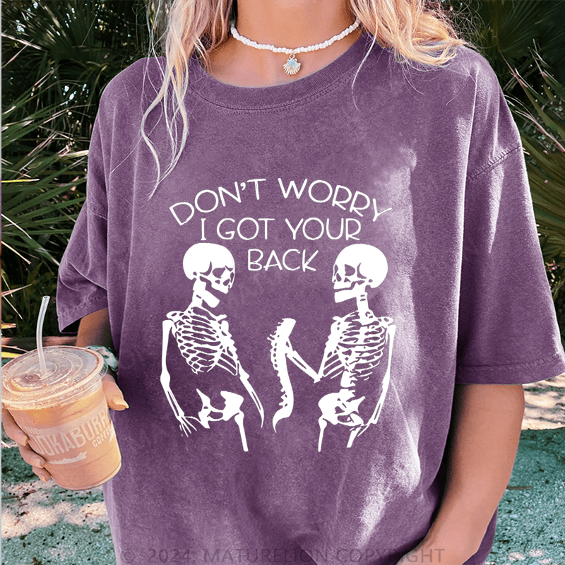 Maturelion Halloween Don't Worry I Got Your Back DTG Printing Washed Cotton T-Shirt