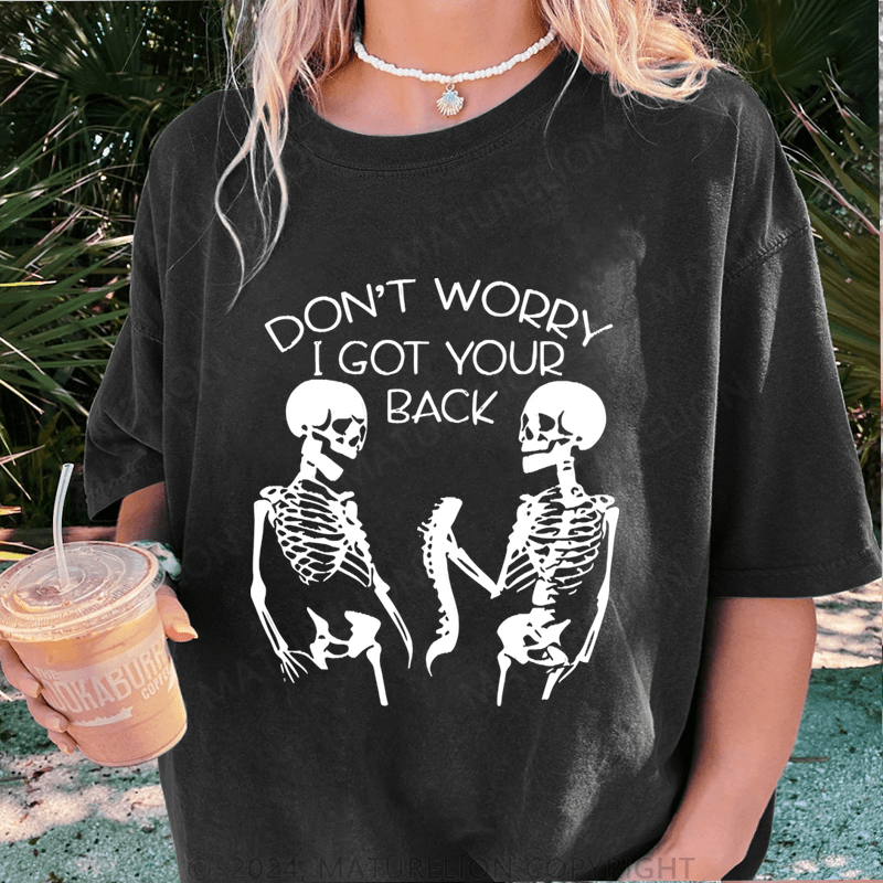 Maturelion Halloween Don't Worry I Got Your Back DTG Printing Washed Cotton T-Shirt