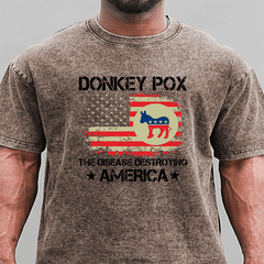 Maturelion Donkey Pox The Disease Destroying America Funny DTG Printing Washed  Cotton T-shirt