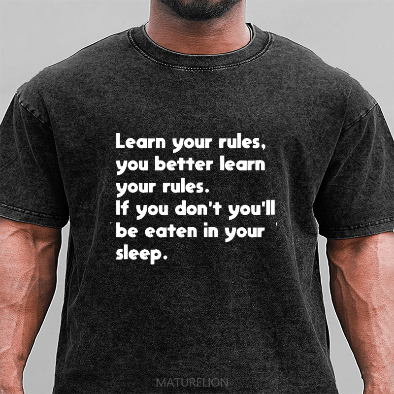 Maturelion Dwight's Rules DTG Printing Washed Cotton T-Shirt