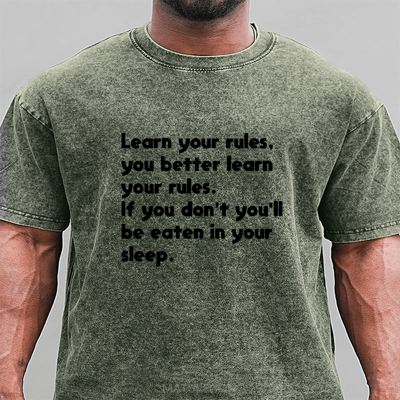 Maturelion Dwight's Rules DTG Printing Washed Cotton T-Shirt