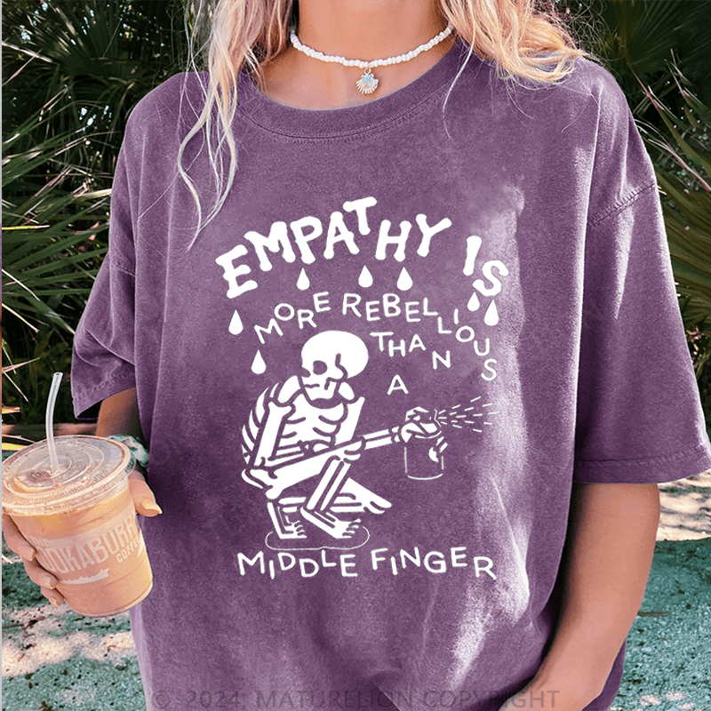 Maturelion Halloween Empathy Is More Rebellious Than A Middle Finger DTG Printing Washed Cotton T-Shirt