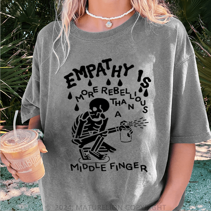 Maturelion Halloween Empathy Is More Rebellious Than A Middle Finger DTG Printing Washed Cotton T-Shirt