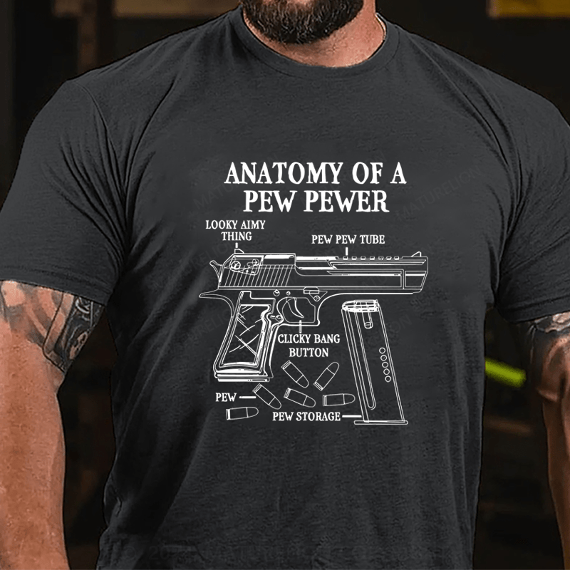 Maturelion Funny Anatomy Of A Pew Pewer - Ammo Gun - Gun Cotton T-shirt