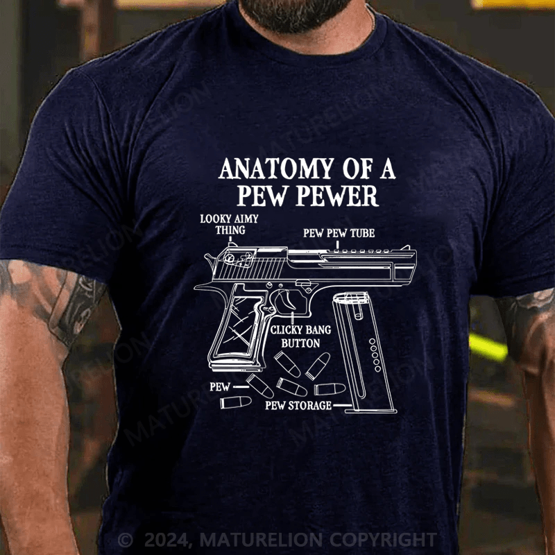 Maturelion Funny Anatomy Of A Pew Pewer - Ammo Gun - Gun Cotton T-shirt