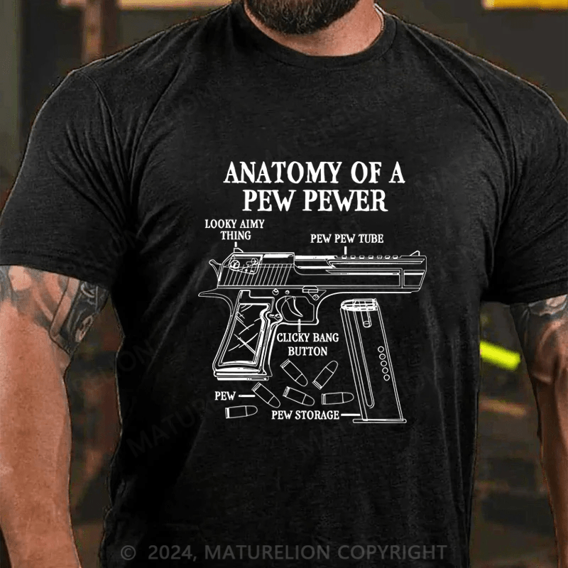 Maturelion Funny Anatomy Of A Pew Pewer - Ammo Gun - Gun Cotton T-shirt