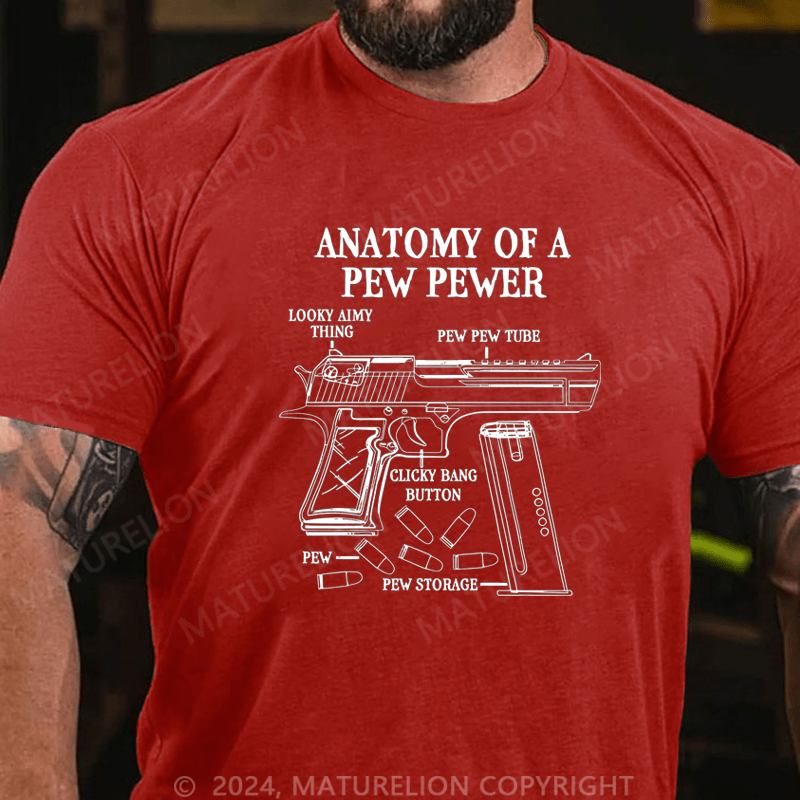 Maturelion Funny Anatomy Of A Pew Pewer - Ammo Gun - Gun Cotton T-shirt