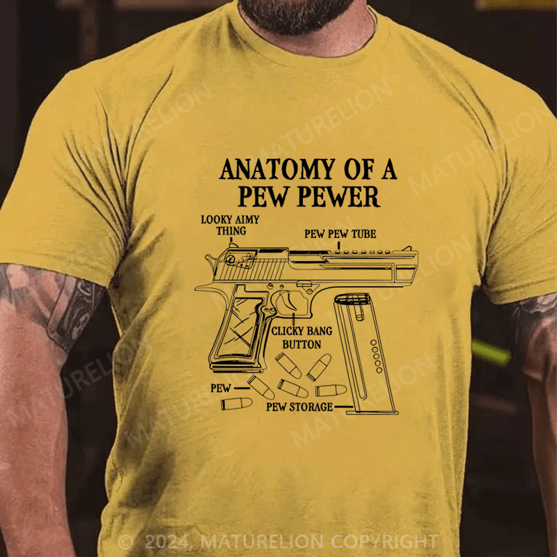 Maturelion Funny Anatomy Of A Pew Pewer - Ammo Gun - Gun Cotton T-shirt