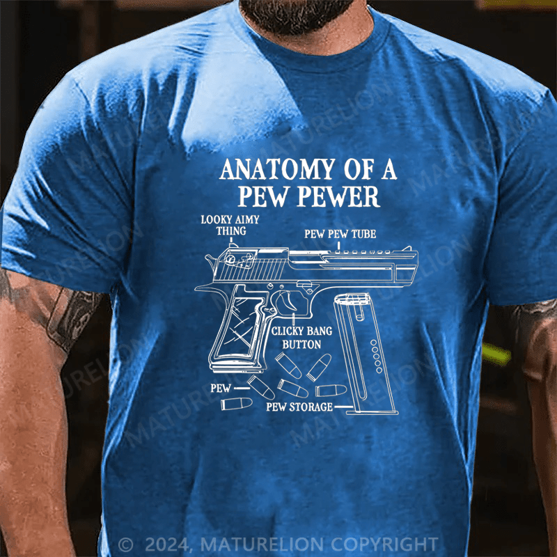 Maturelion Funny Anatomy Of A Pew Pewer - Ammo Gun - Gun Cotton T-shirt