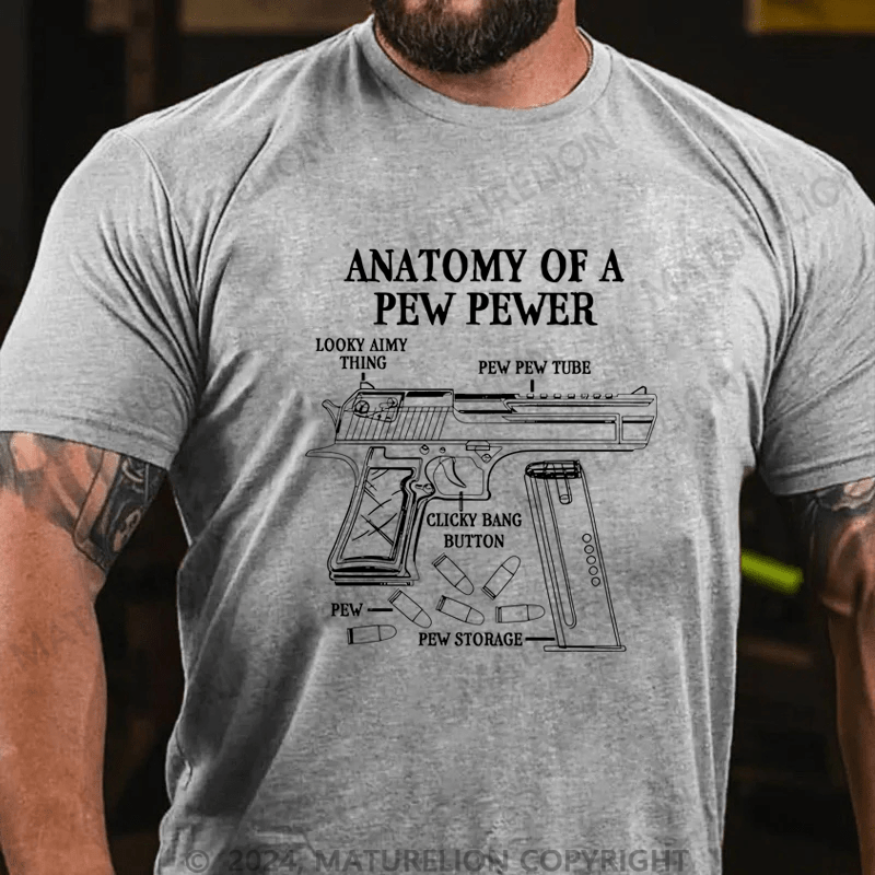 Maturelion Funny Anatomy Of A Pew Pewer - Ammo Gun - Gun Cotton T-shirt