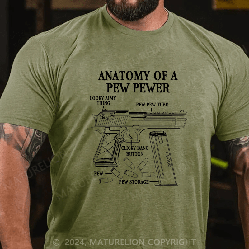 Maturelion Funny Anatomy Of A Pew Pewer - Ammo Gun - Gun Cotton T-shirt