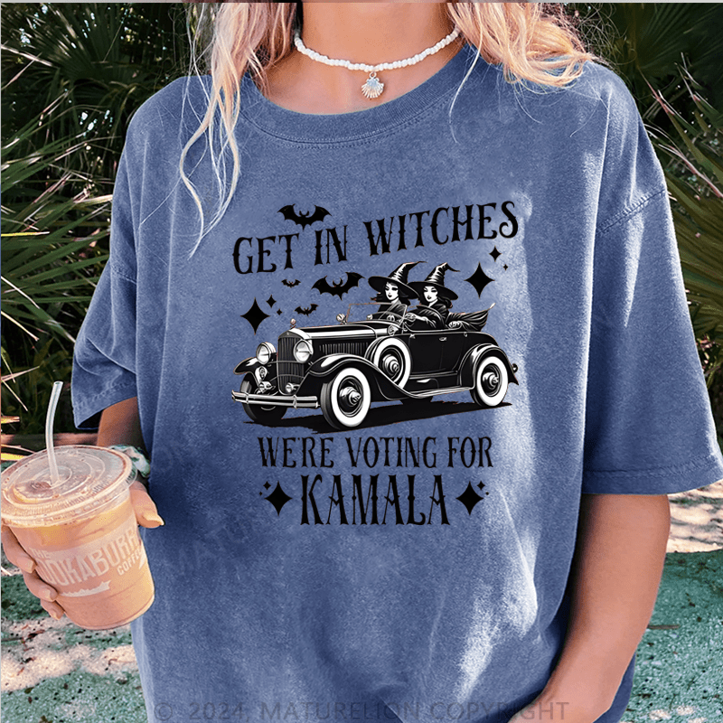 Maturelion Halloween Get In Witches WeRe Voting For Kamala Cooling Performance DTG Printing Washed Cotton T-Shirt