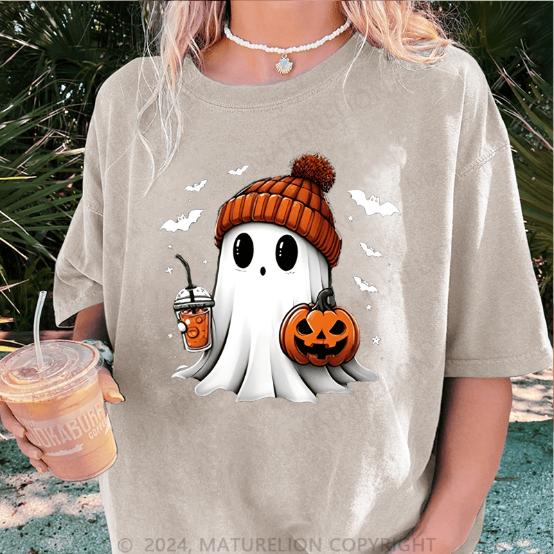 Maturelion Halloween DTG Printing Washed Cotton T-Shirt