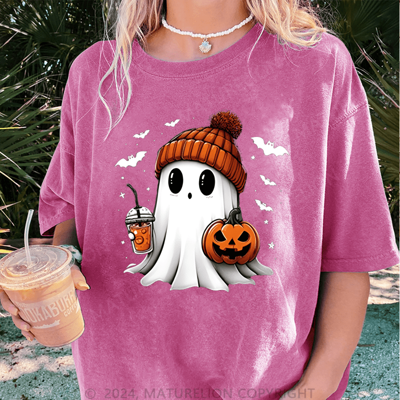 Maturelion Halloween DTG Printing Washed Cotton T-Shirt