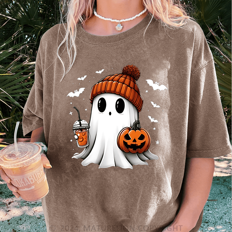 Maturelion Halloween DTG Printing Washed Cotton T-Shirt