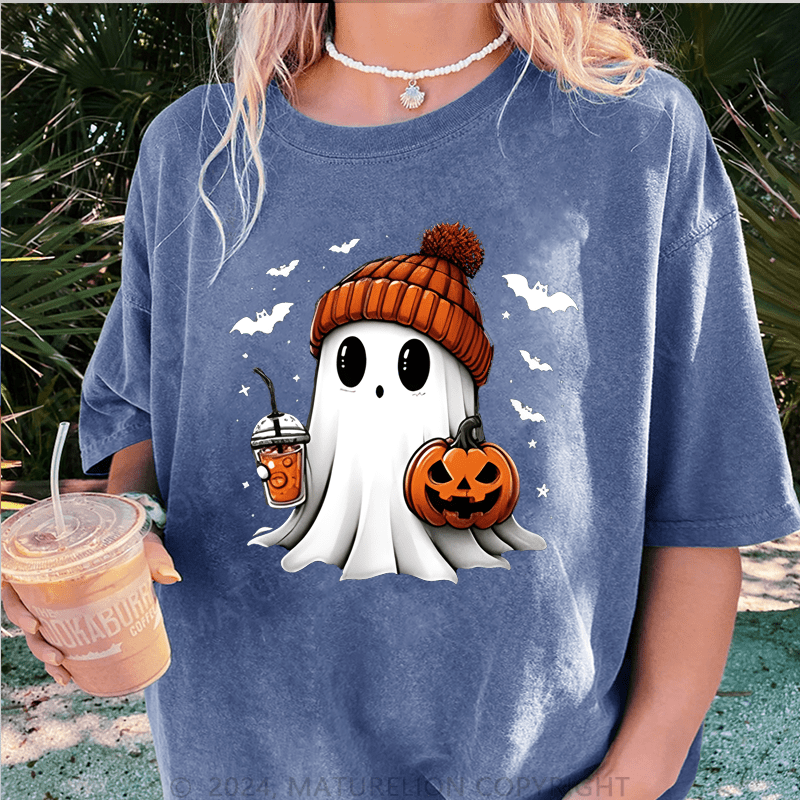 Maturelion Halloween DTG Printing Washed Cotton T-Shirt