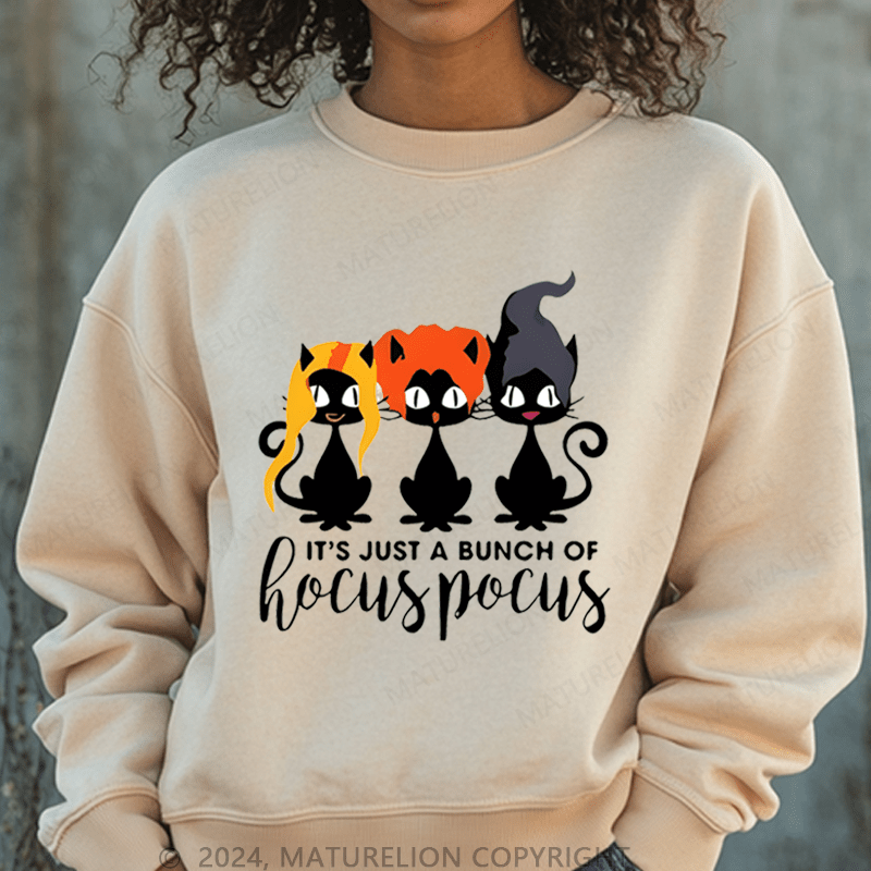 Maturelion Halloween It's Just A Bunch Of Hocuspocus Washed Halloween Sweatshirt