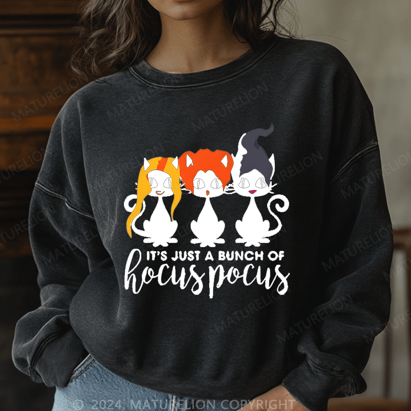 Maturelion Halloween It's Just A Bunch Of Hocuspocus Washed Halloween Sweatshirt