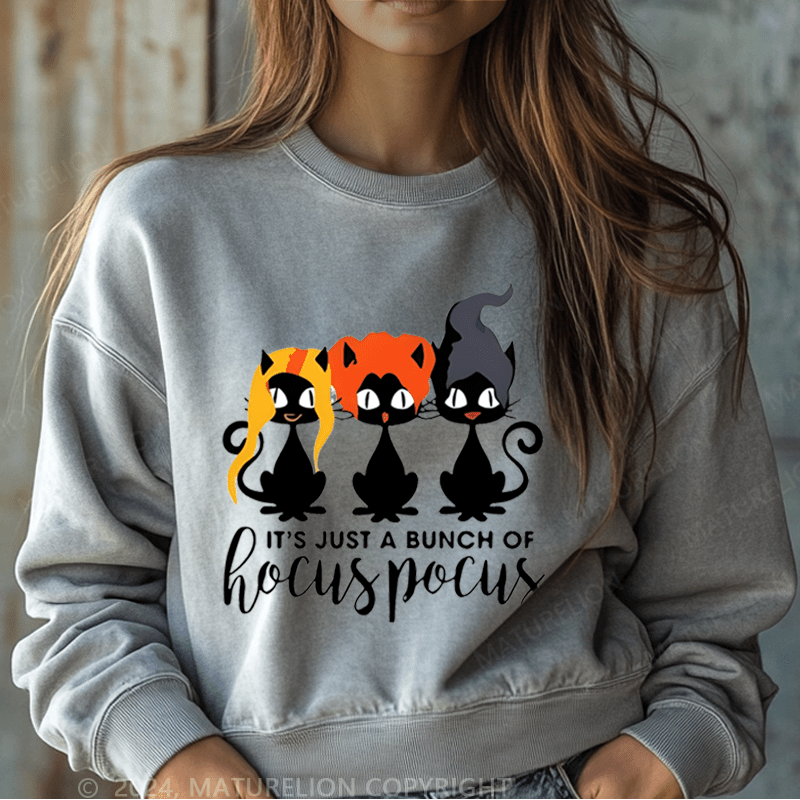 Maturelion Halloween It's Just A Bunch Of Hocuspocus Washed Halloween Sweatshirt