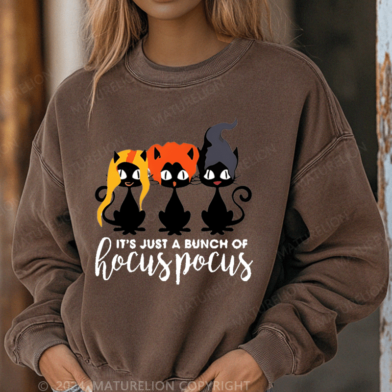 Maturelion Halloween It's Just A Bunch Of Hocuspocus Washed Halloween Sweatshirt