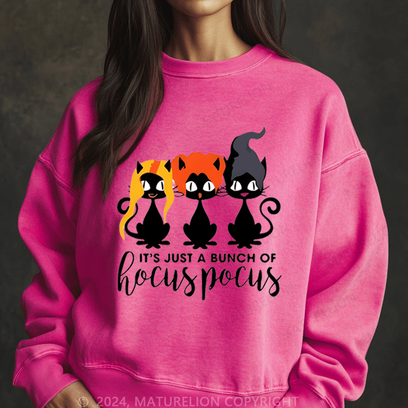 Maturelion Halloween It's Just A Bunch Of Hocuspocus Washed Halloween Sweatshirt