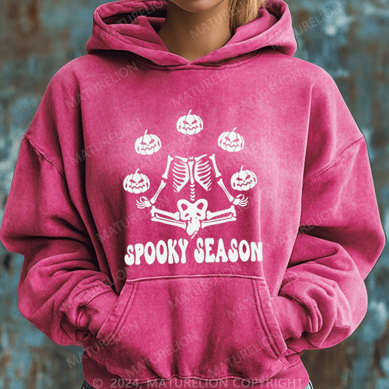 Maturelion Halloween Spooky Season Washed Hoodie