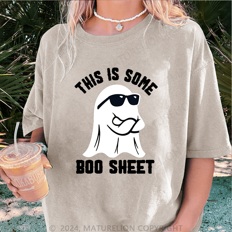 Maturelion Halloween This Is Some Boo Sheet DTG Printing Washed Cotton T-Shirt