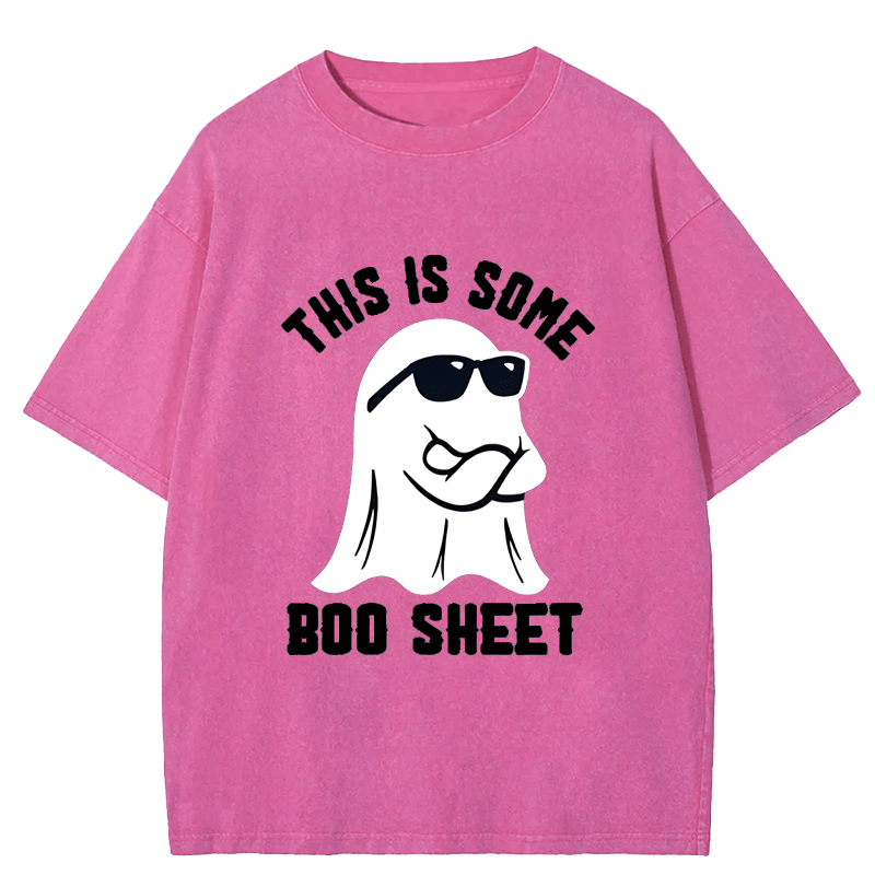 Maturelion Halloween This Is Some Boo Sheet DTG Printing Washed Cotton T-Shirt