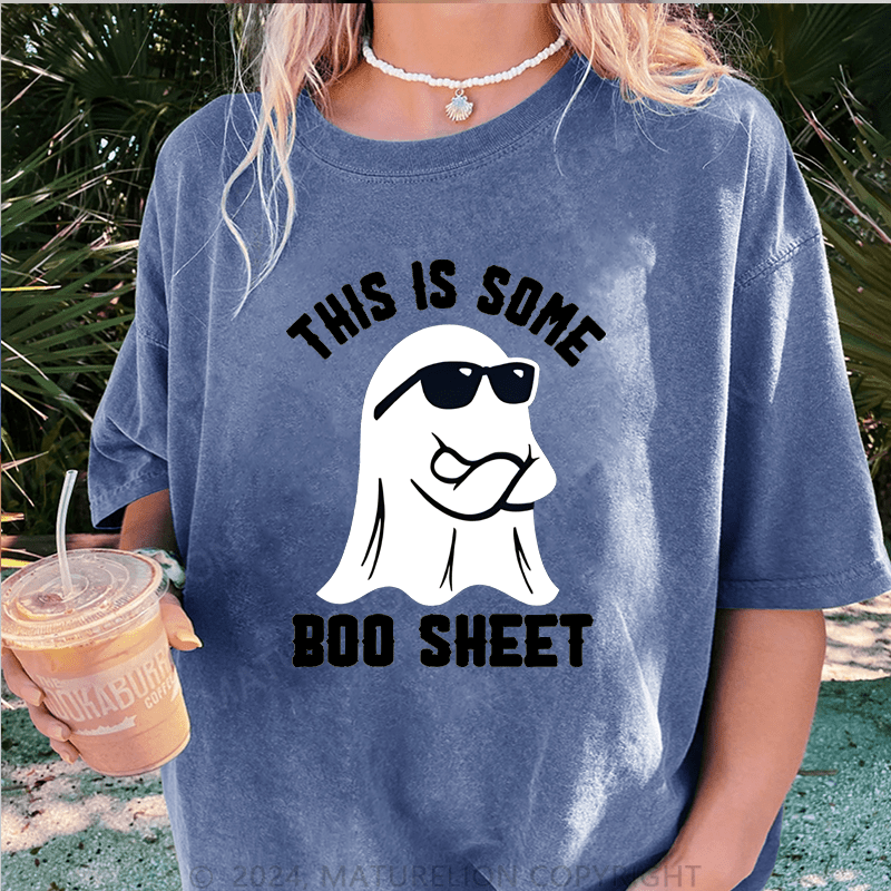 Maturelion Halloween This Is Some Boo Sheet DTG Printing Washed Cotton T-Shirt