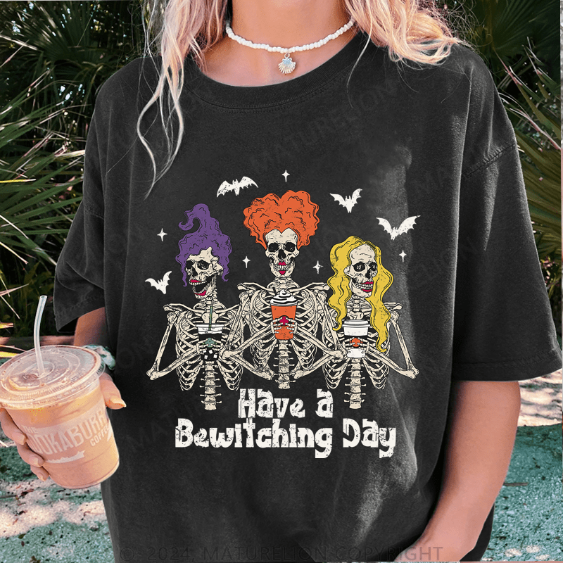 Maturelion Halloween Horror & Leisure DTG Printing Washed Cotton T-Shirt