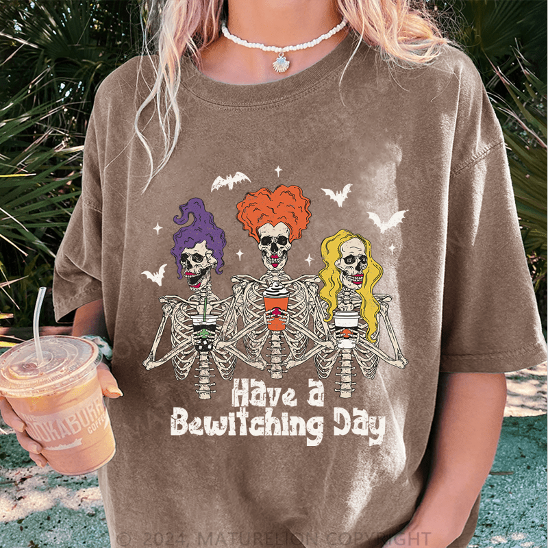 Maturelion Halloween Horror & Leisure DTG Printing Washed Cotton T-Shirt