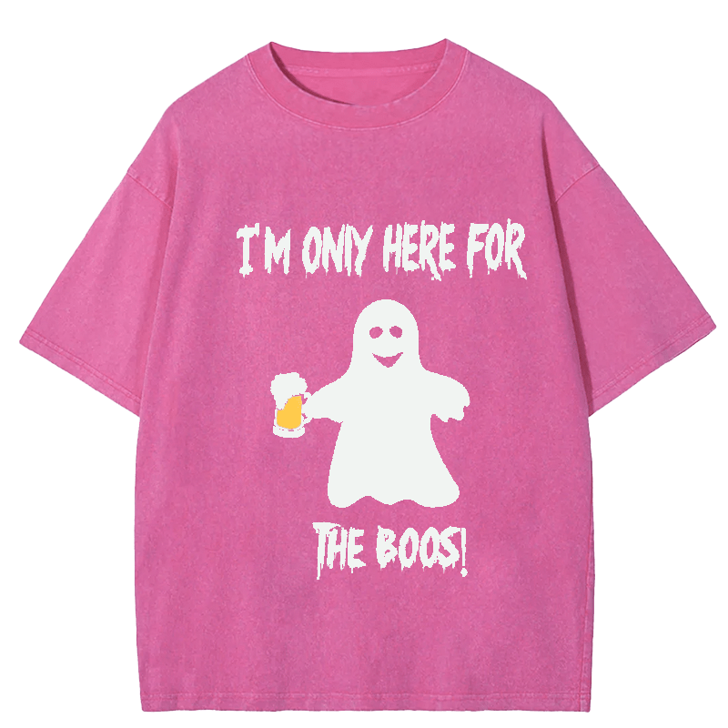 Maturelion Halloween I'm Only Here For The Boos DTG Printing Washed Cotton T-Shirt