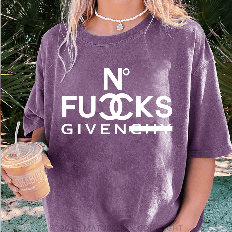 Maturelion No Fucks Given DTG Printing Washed Cotton T-Shirt